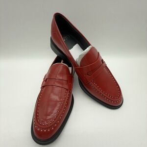 Franco Sarto Eden Patent Studded Loafers Crimson Red J0852S1600 Women's 7M